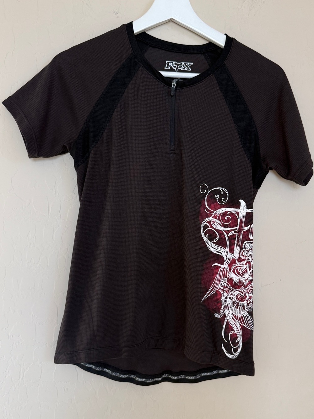 Fox Racing Women's Short Sleeve Black Cycling Jersey Graphic Detail Y2K